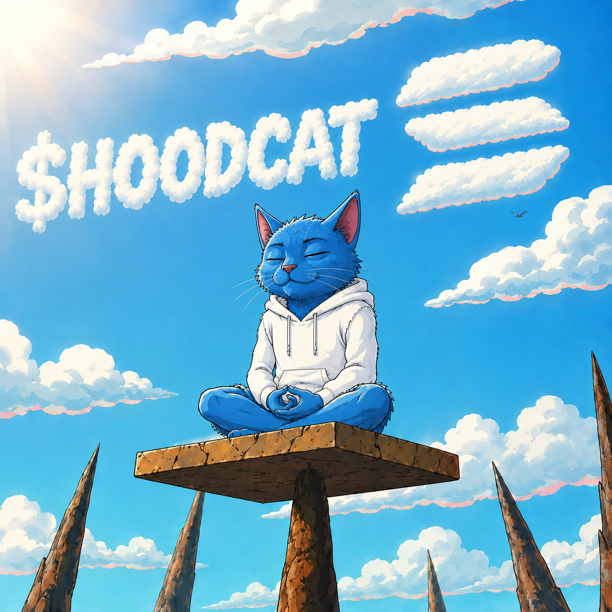 $HOODCAT the blue cat meditating in the clouds